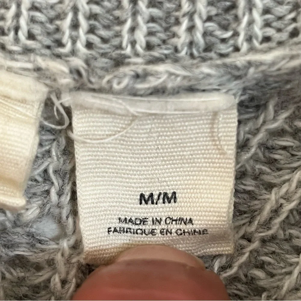 Anthropologie MOTH Cotton Cashmere Tie Front Cowl Neck‎ Sweater Gray Size Medium